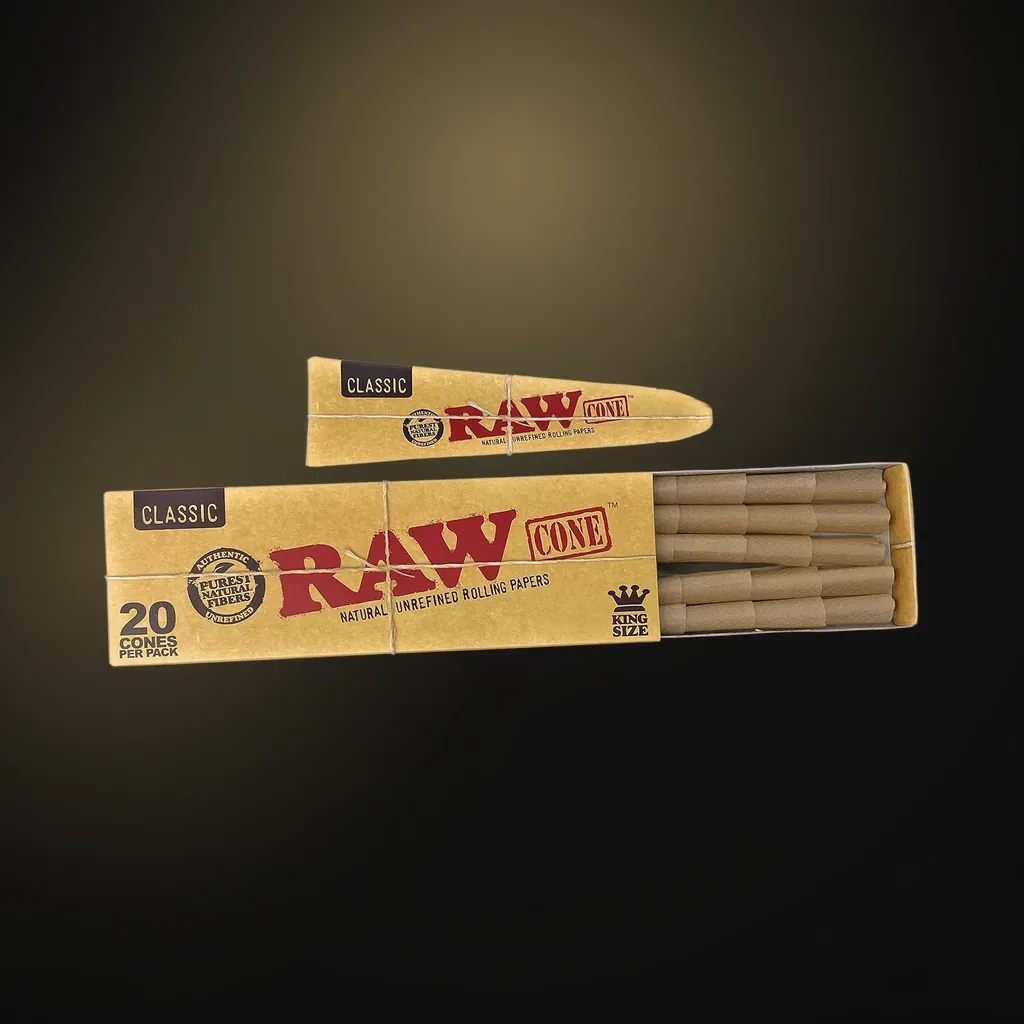 RAW Cones Classic King Size - 20 Pack - Pre Rolled RAWthentic Cones Rolling Papers with Tips, All Natural, Green Blazer Sticker